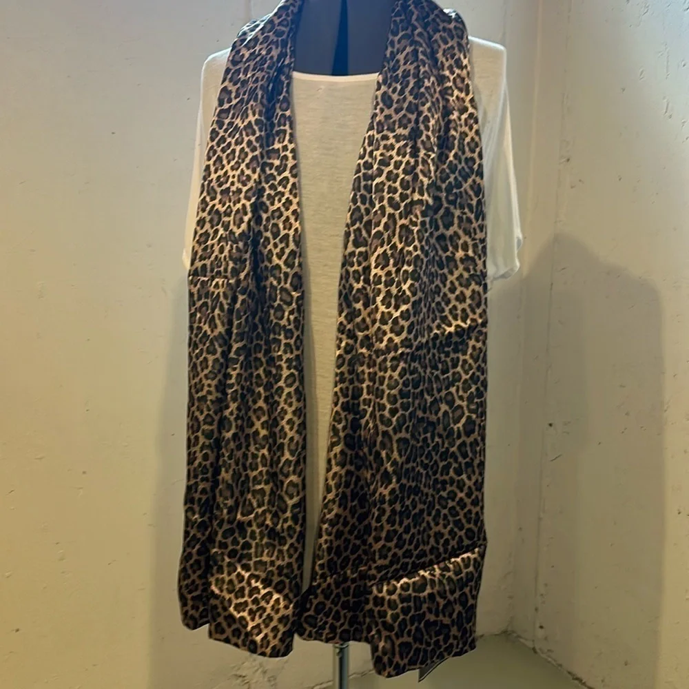 NWT Cejon wrap scarf reversible animal print with black brown and goldish tan